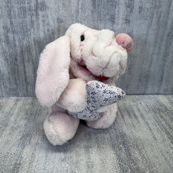 Other - Ganz WRINKLES BABY PUPPY DOG Collar &amp; Bone Pink Plush Stuffy Puppet Bone